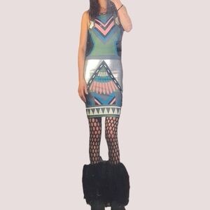 Geometric Patterned Sleeveless Dress